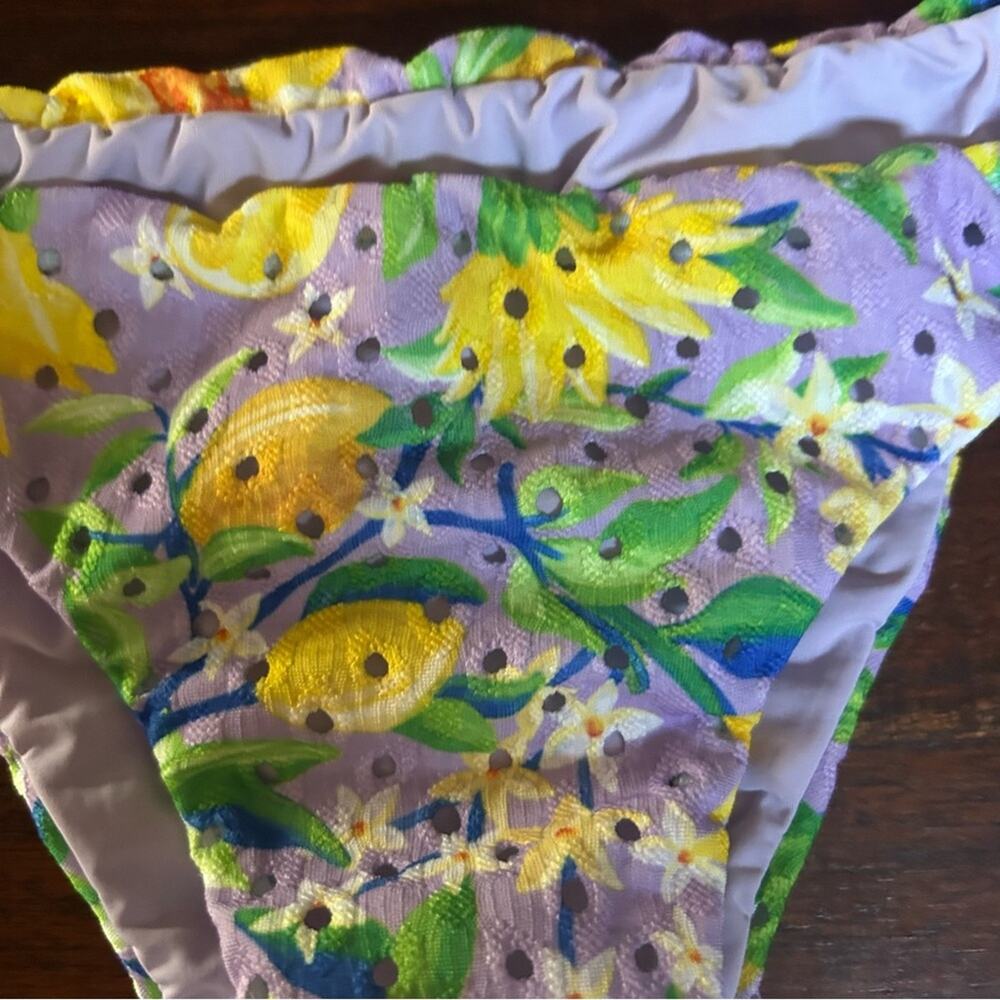 FARM RIO Lemon Dream Low Rise Bikini Bottom Swim‎ Bathing Suit Floral NEW Size L - Picture 4 of 7